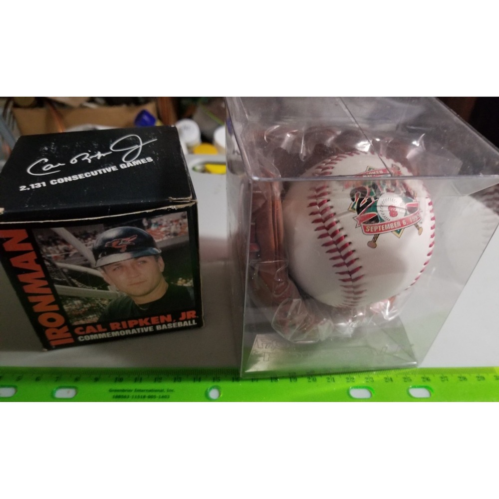 Two Different Cal Ripken Jr Commemorative Baseball And Mini Glove 2131 Ironman